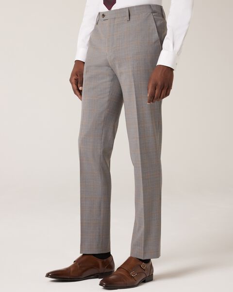 Slim Stretch Wool Blend Tailored Pant, Grey Check, hi-res